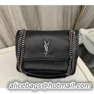 Best Price Saint Laurent Medium Niki Bag in Grained Lambskin 633178 Black/Silver 2025