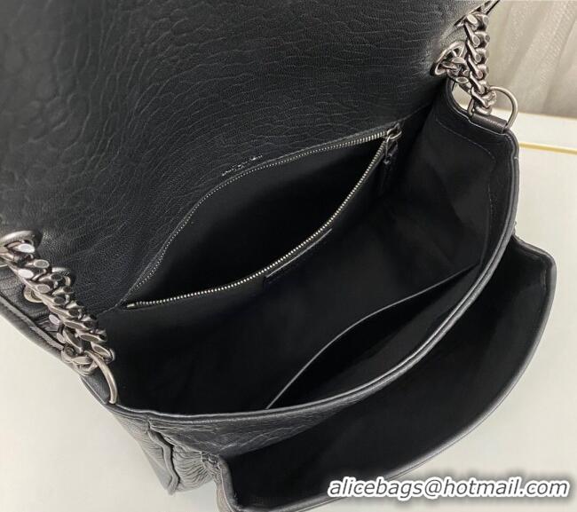 Best Price Saint Laurent Medium Niki Bag in Grained Lambskin 633178 Black/Silver 2025