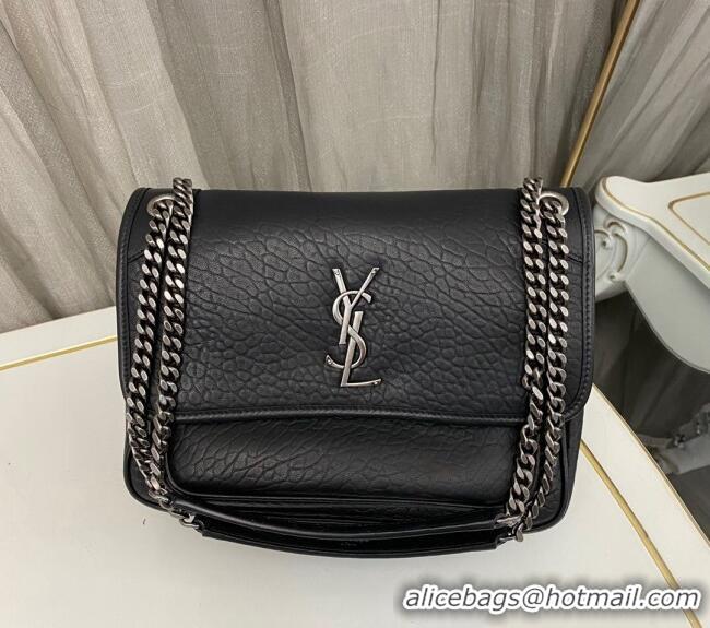 Best Price Saint Laurent Medium Niki Bag in Grained Lambskin 633178 Black/Silver 2025