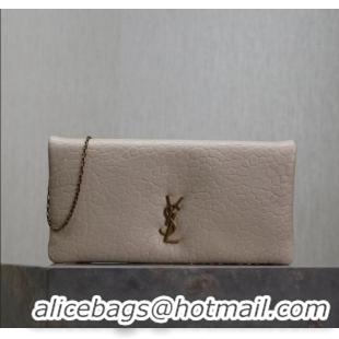 New Design Saint Laurent Calypso Mini Bag in Elephant-Grained Leather 801772 White 2025