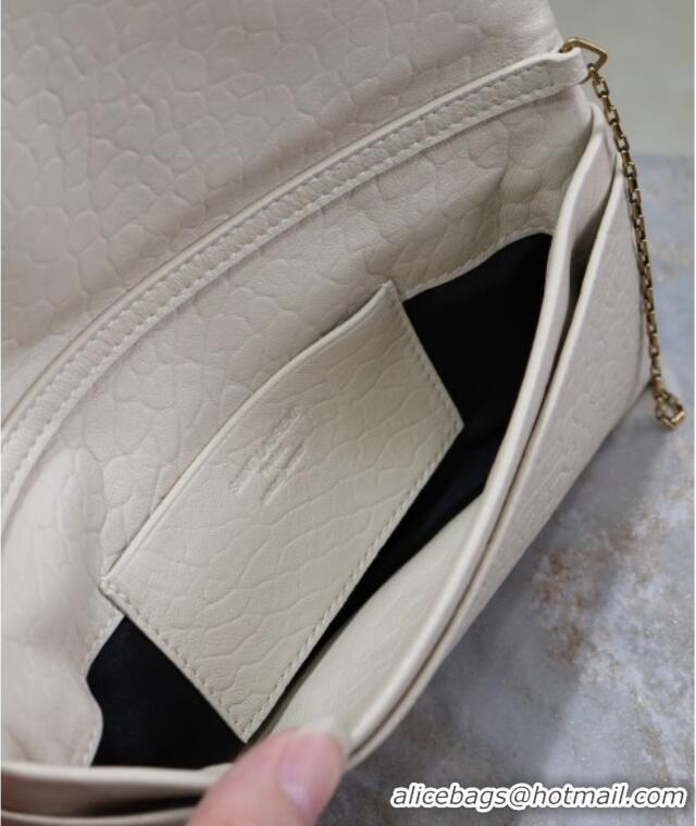 New Design Saint Laurent Calypso Mini Bag in Elephant-Grained Leather 801772 White 2025