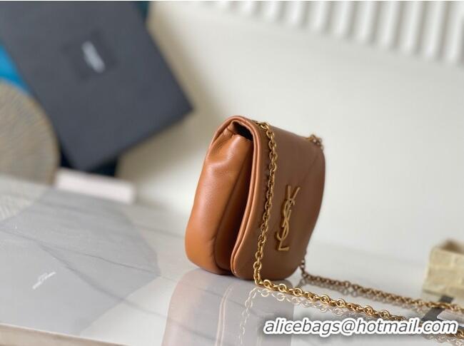 Low Price Saint Laurent Jamie 4.3 Mini Chain Bag in Lambskin Leather 766756 Brown 2025