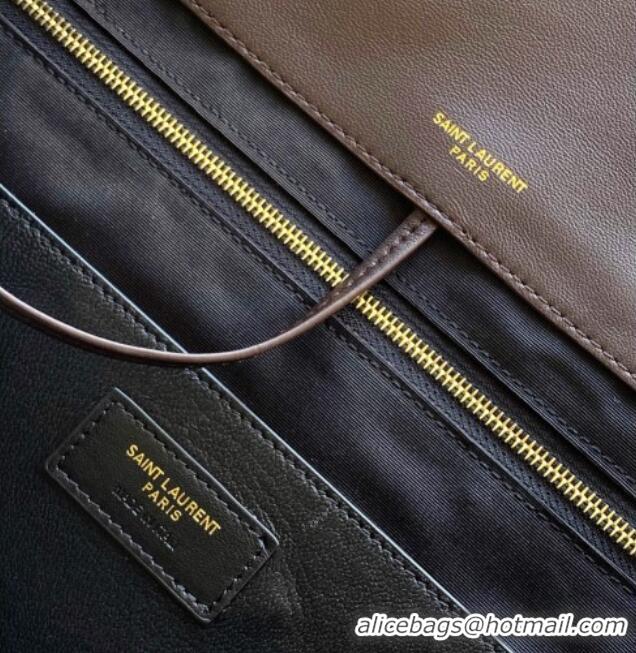 New Style Saint Laurent Jamie 4.3 Large Bag in Soft Lambskin 742431 Dark Brown 2025