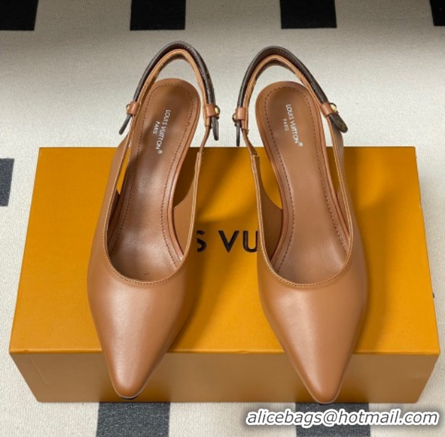 Stylish Louis Vuitton Legacy Slingback Pumps 6cm in Leather Brown 1AHOCI 1022138