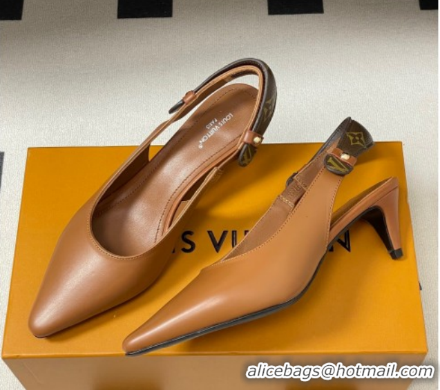 Stylish Louis Vuitton Legacy Slingback Pumps 6cm in Leather Brown 1AHOCI 1022138
