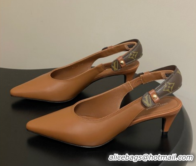 Stylish Louis Vuitton Legacy Slingback Pumps 6cm in Leather Brown 1AHOCI 1022138