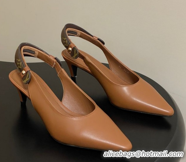 Stylish Louis Vuitton Legacy Slingback Pumps 6cm in Leather Brown 1AHOCI 1022138