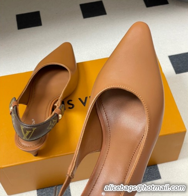 Stylish Louis Vuitton Legacy Slingback Pumps 6cm in Leather Brown 1AHOCI 1022138