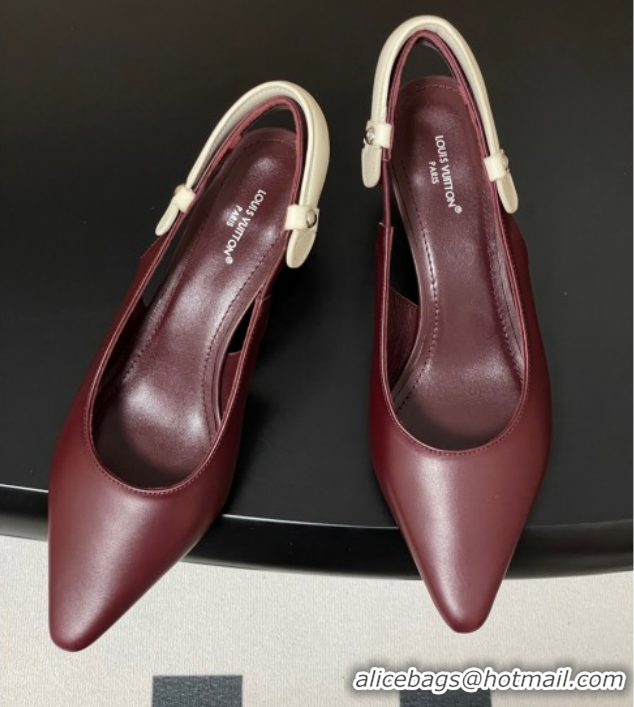 Sumptuous Louis Vuitton Legacy Slingback Pumps 6cm in Leather Burgundy 1AHOCI 022139