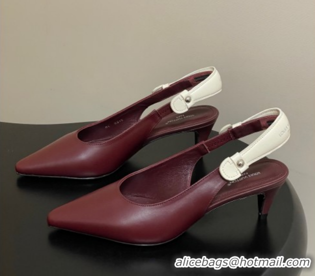 Sumptuous Louis Vuitton Legacy Slingback Pumps 6cm in Leather Burgundy 1AHOCI 022139