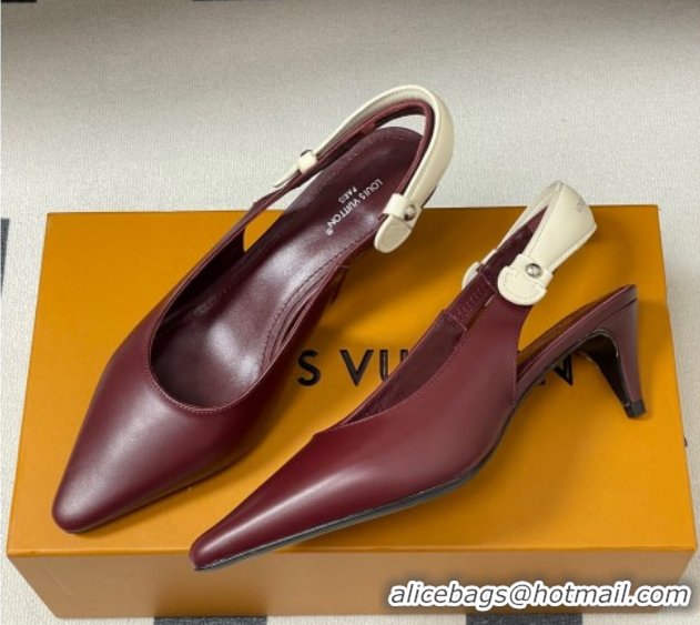 Sumptuous Louis Vuitton Legacy Slingback Pumps 6cm in Leather Burgundy 1AHOCI 022139