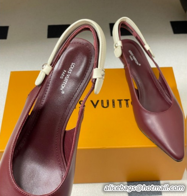 Sumptuous Louis Vuitton Legacy Slingback Pumps 6cm in Leather Burgundy 1AHOCI 022139