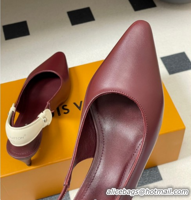 Sumptuous Louis Vuitton Legacy Slingback Pumps 6cm in Leather Burgundy 1AHOCI 022139