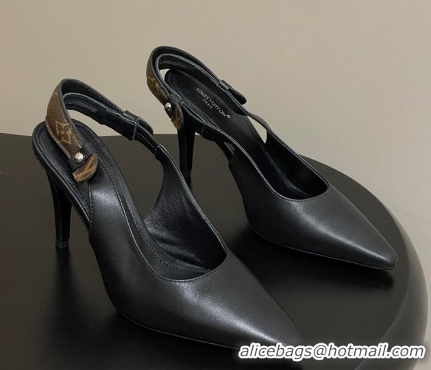 Perfect Louis Vuitton Legacy Slingback Pumps 9cm in Leather Black 1AHOCI 1022140