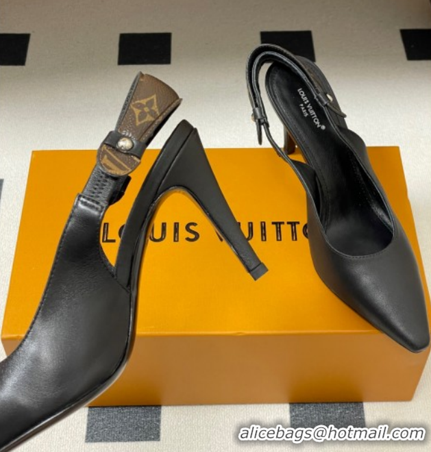 Perfect Louis Vuitton Legacy Slingback Pumps 9cm in Leather Black 1AHOCI 1022140