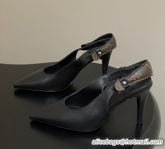 Perfect Louis Vuitton Legacy Slingback Pumps 9cm in Leather Black 1AHOCI 1022140