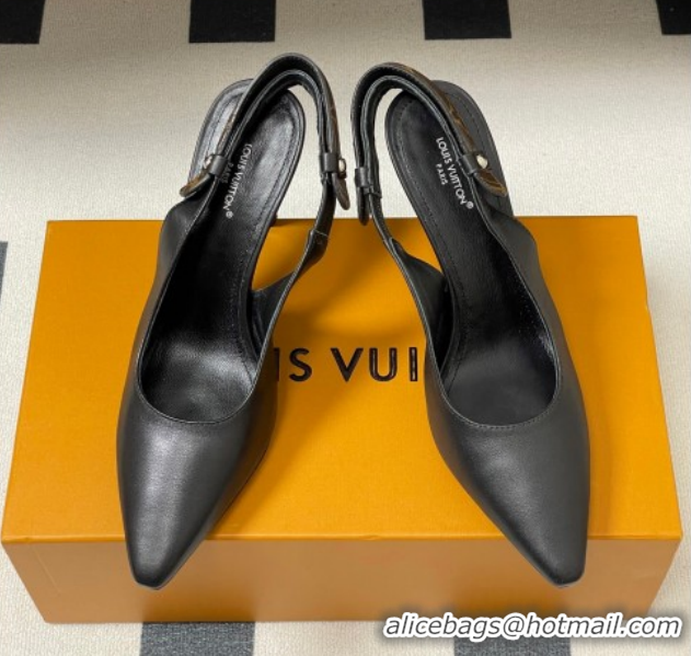 Perfect Louis Vuitton Legacy Slingback Pumps 9cm in Leather Black 1AHOCI 1022140