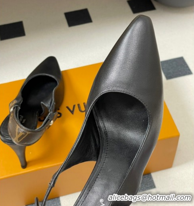 Perfect Louis Vuitton Legacy Slingback Pumps 9cm in Leather Black 1AHOCI 1022140