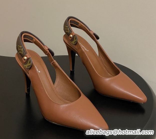 Good Looking Louis Vuitton Legacy Slingback Pumps 9cm in Leather Brown 2025 1AHOCI 1022141