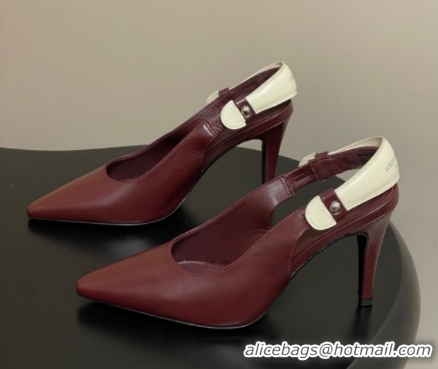 Good Quality Louis Vuitton Legacy Slingback Pumps 9cm in Leather Burgundy 1AHOCI 1022142
