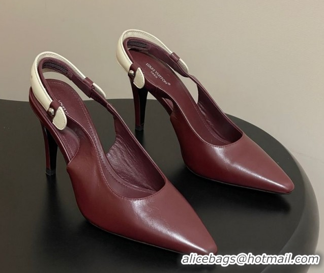 Good Quality Louis Vuitton Legacy Slingback Pumps 9cm in Leather Burgundy 1AHOCI 1022142