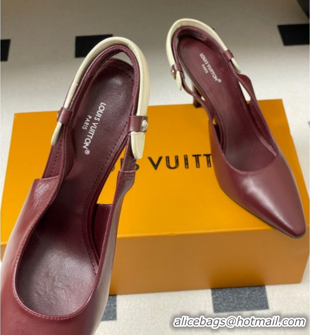 Good Quality Louis Vuitton Legacy Slingback Pumps 9cm in Leather Burgundy 1AHOCI 1022142