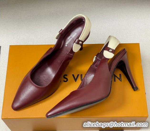 Good Quality Louis Vuitton Legacy Slingback Pumps 9cm in Leather Burgundy 1AHOCI 1022142
