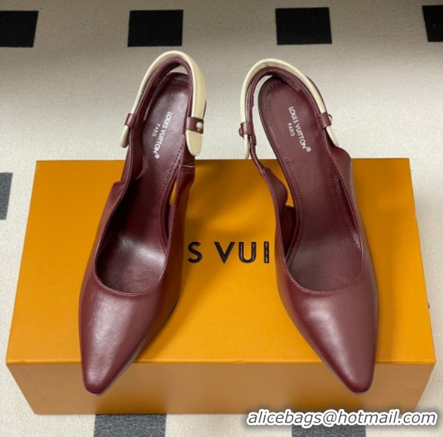 Good Quality Louis Vuitton Legacy Slingback Pumps 9cm in Leather Burgundy 1AHOCI 1022142