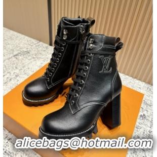 Grade Quality Louis Vuitton Star Trail Ankle Boots 9cm in Grained Caflskin Black 5111408