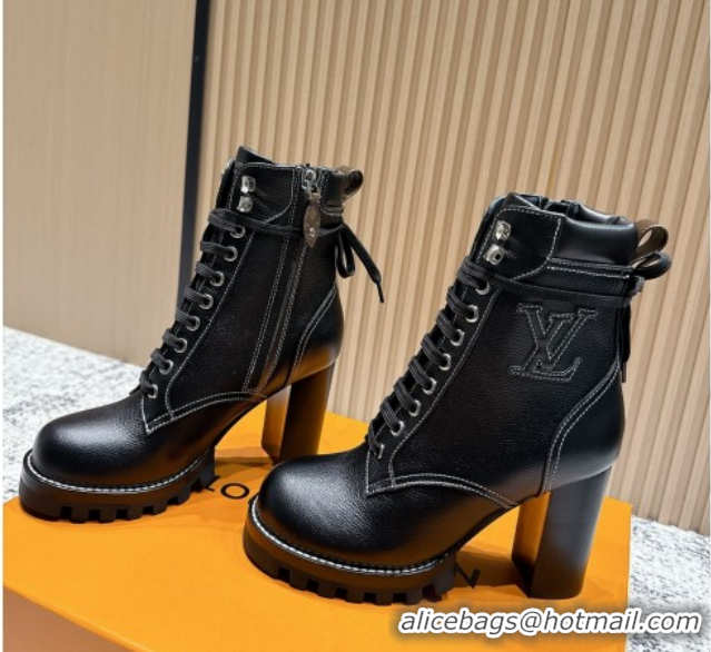 Grade Quality Louis Vuitton Star Trail Ankle Boots 9cm in Grained Caflskin Black 5111408