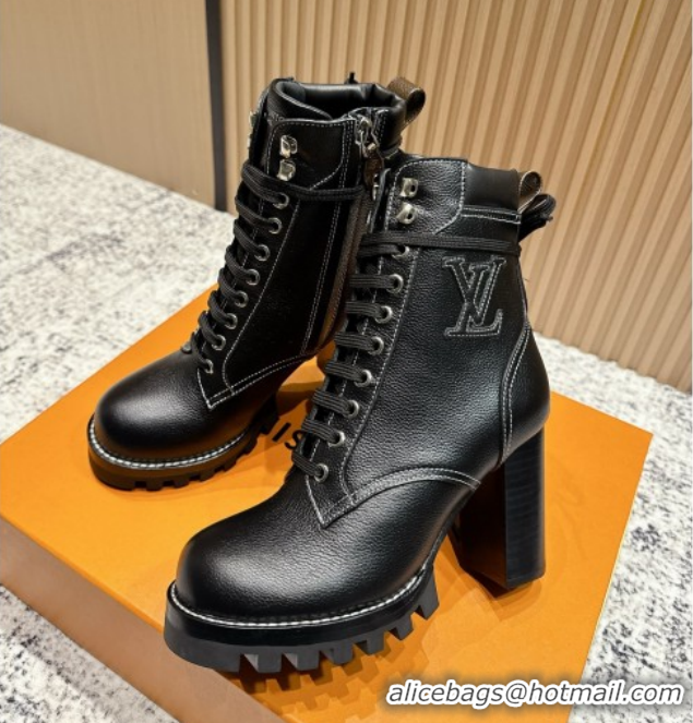 Grade Quality Louis Vuitton Star Trail Ankle Boots 9cm in Grained Caflskin Black 5111408