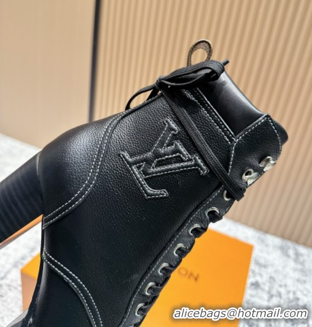 Grade Quality Louis Vuitton Star Trail Ankle Boots 9cm in Grained Caflskin Black 5111408