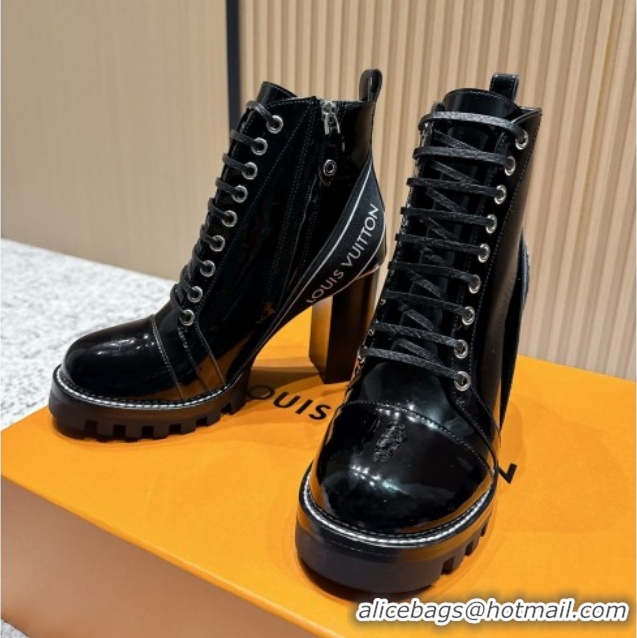 Top Grade Louis Vuitton Star Trail Ankle Boots 9cm in Shiny Caflskin LV111820 Black 5111820