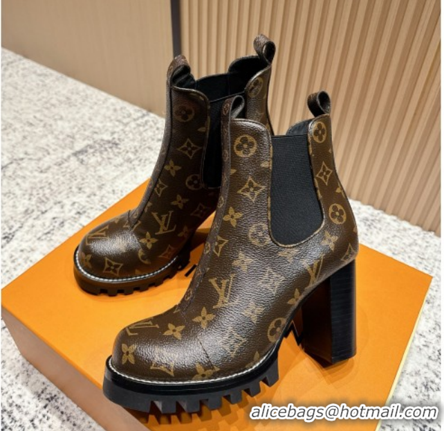 Luxury Louis Vuitton Star Trail Ankle Boots 9cm in Monogram Canvas LV111822 Brown