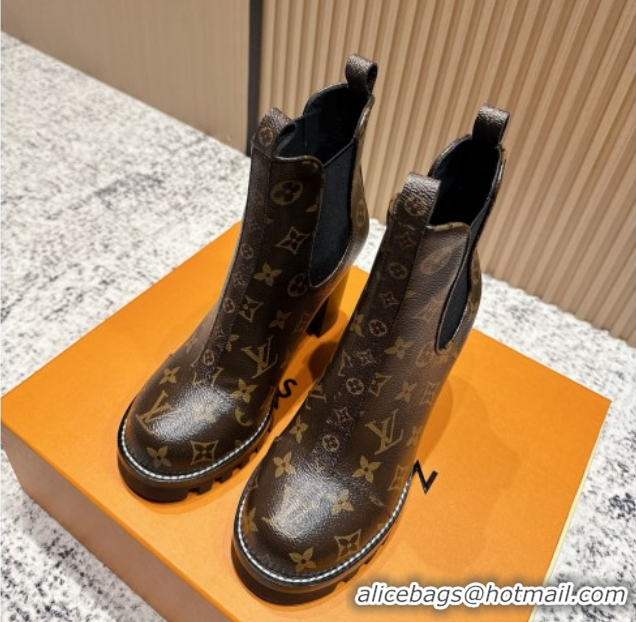 Luxury Louis Vuitton Star Trail Ankle Boots 9cm in Monogram Canvas LV111822 Brown