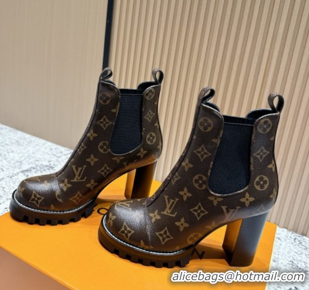 Luxury Louis Vuitton Star Trail Ankle Boots 9cm in Monogram Canvas LV111822 Brown