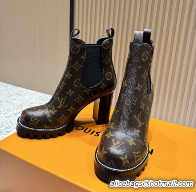 Luxury Louis Vuitton Star Trail Ankle Boots 9cm in Monogram Canvas LV111822 Brown