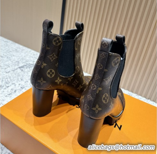 Luxury Louis Vuitton Star Trail Ankle Boots 9cm in Monogram Canvas LV111822 Brown
