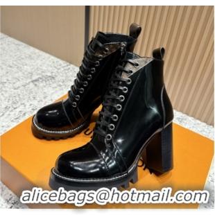 Pretty Style Louis Vuitton Star Trail Ankle Boots 9cm in Shiny Calfskin LV111824 Black