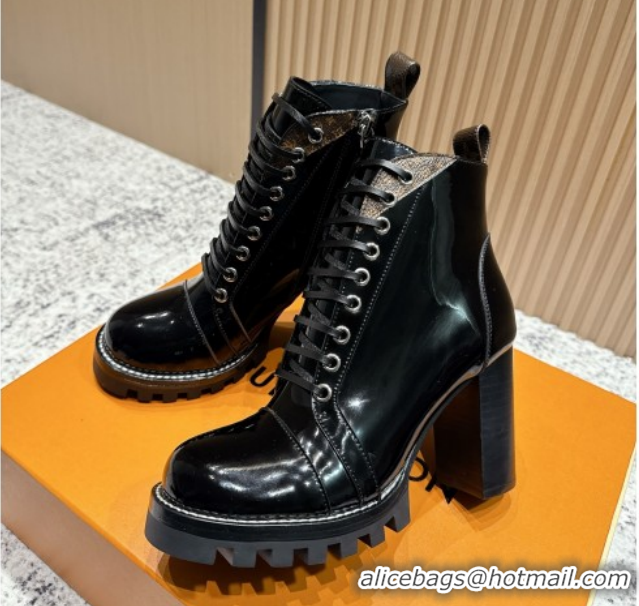 Pretty Style Louis Vuitton Star Trail Ankle Boots 9cm in Shiny Calfskin LV111824 Black