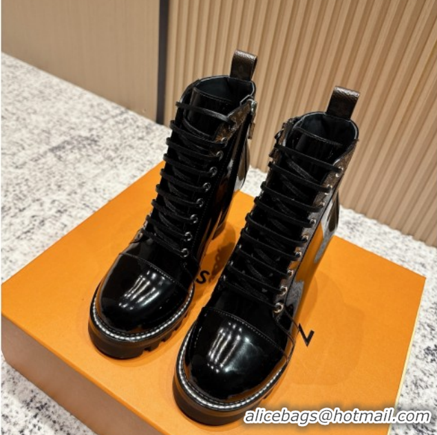 Pretty Style Louis Vuitton Star Trail Ankle Boots 9cm in Shiny Calfskin LV111824 Black