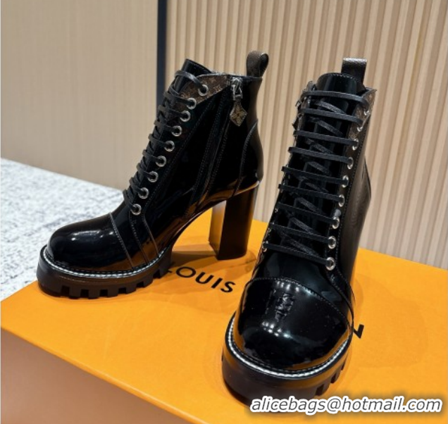 Pretty Style Louis Vuitton Star Trail Ankle Boots 9cm in Shiny Calfskin LV111824 Black