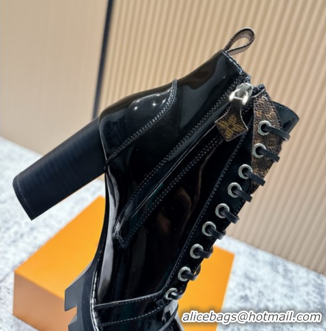 Pretty Style Louis Vuitton Star Trail Ankle Boots 9cm in Shiny Calfskin LV111824 Black