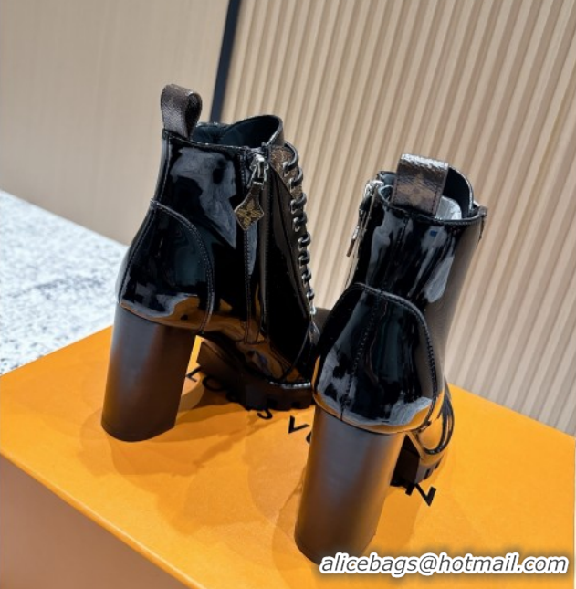 Pretty Style Louis Vuitton Star Trail Ankle Boots 9cm in Shiny Calfskin LV111824 Black