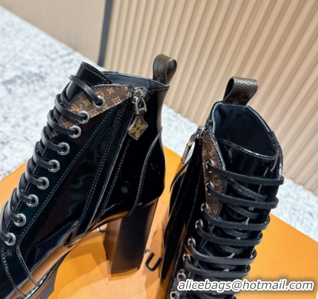 Pretty Style Louis Vuitton Star Trail Ankle Boots 9cm in Shiny Calfskin LV111824 Black
