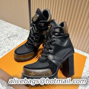 Most Popular Louis Vuitton Star Trail Ankle Boots 9cm in Mesh, Suede & Caflskin LV111826 Black