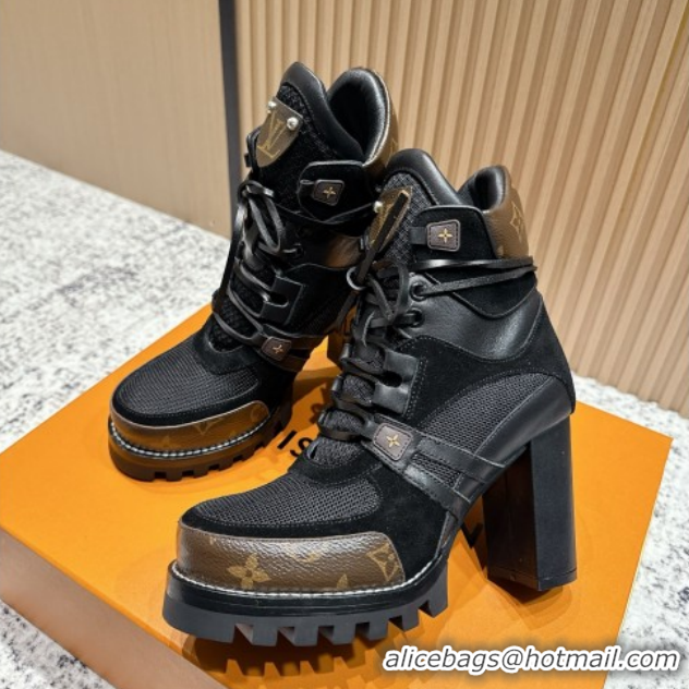 Most Popular Louis Vuitton Star Trail Ankle Boots 9cm in Mesh, Suede & Caflskin LV111826 Black
