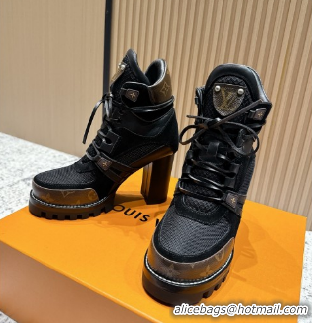 Most Popular Louis Vuitton Star Trail Ankle Boots 9cm in Mesh, Suede & Caflskin LV111826 Black