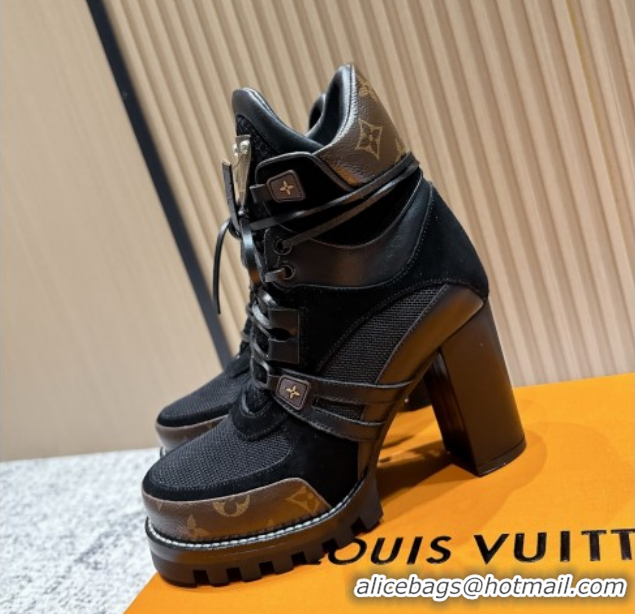 Most Popular Louis Vuitton Star Trail Ankle Boots 9cm in Mesh, Suede & Caflskin LV111826 Black