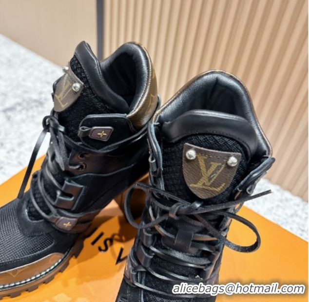 Most Popular Louis Vuitton Star Trail Ankle Boots 9cm in Mesh, Suede & Caflskin LV111826 Black